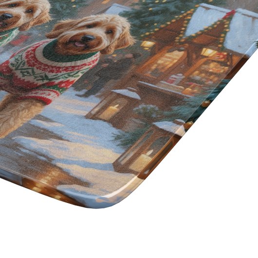 Goldendoodle Dogs Christmas Snow Holiday Schneidebrett (Ecke)
