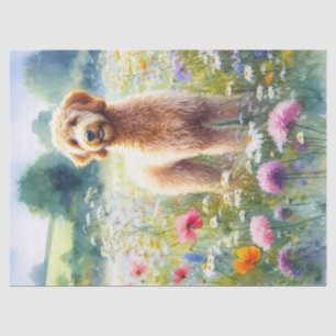 Goldendoodle-Doodle-Wildblumen Decoupage Seidenpapier