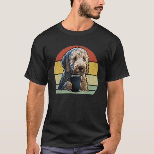 Goldendoodle Drinking Coffee  Dog And Coffee T-Shirt (Vorderseite)