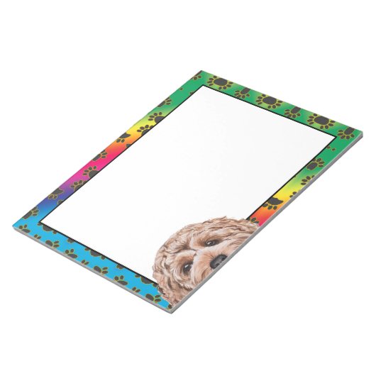 Goldendoodle farbenfrohe Hundekuchen-Muster Notizblock (angewinkelt)