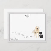 Goldendoodle & Friend Monogram Name Mitteilungskarte (Vorne/Hinten)