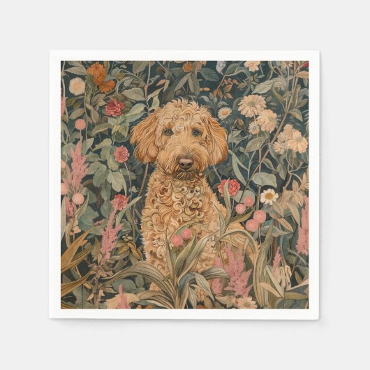 Goldendoodle Garden Tapestory Geburtstagsparty Serviette (Vorderseite)