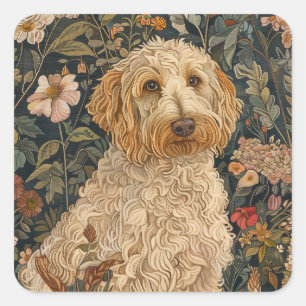 Goldendoodle-Garten-Tapete Geburtstagsfeier Quadratischer Aufkleber
