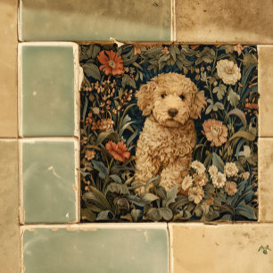 Goldendoodle-Garten-Teppich Doodle-Welpe Fliese