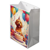 Goldendoodle Geburtstagsfeier Mittlere Geschenktüte (Rückseite Schrägansicht)