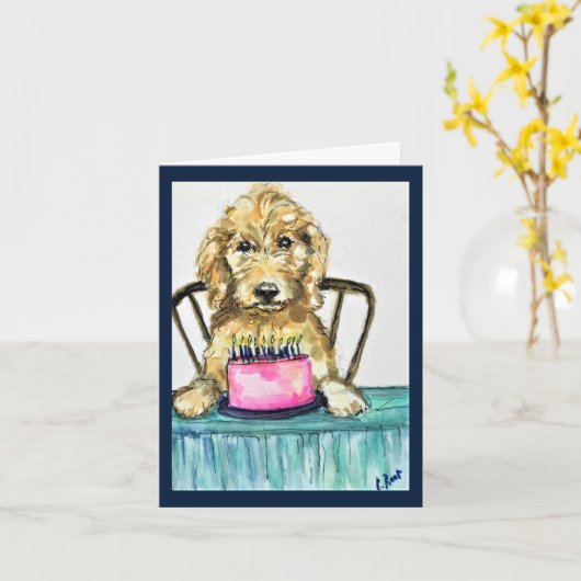 Goldendoodle Geburtstagskarte Karte (Gelbe Blume)