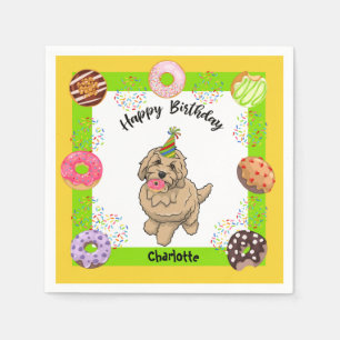 Goldendoodle Geburtstagsparty Napkin Donuts Serviette