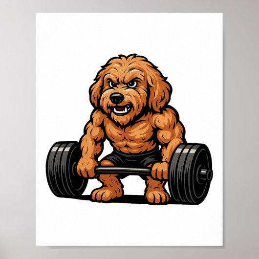 Goldendoodle-Gewichtheben Bodybuilder Training Fit Poster (Vorne)
