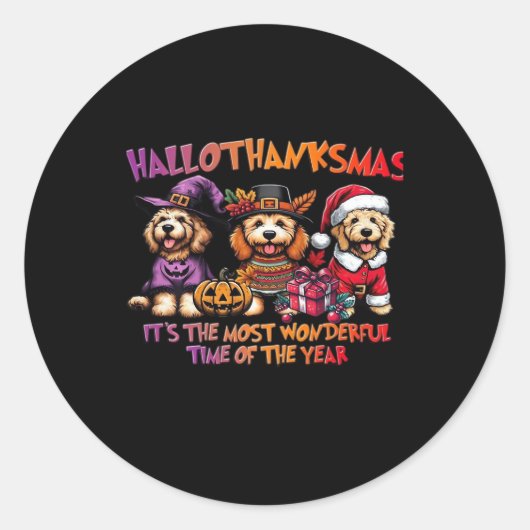 Goldendoodle Halloween Erntedank Weihnachtsklas Runder Aufkleber (Vorderseite)