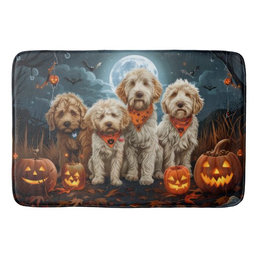 Goldendoodle Halloween Spooky Badematte (Vorderseite)