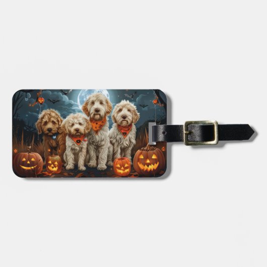 Goldendoodle Halloween Spooky Gepäckanhänger (Vorderseite horizontal)