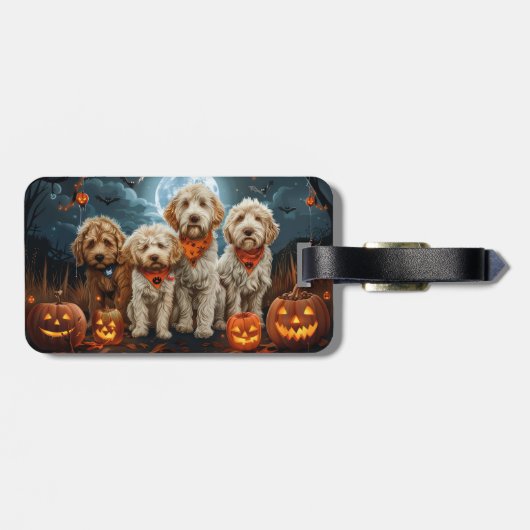 Goldendoodle Halloween Spooky Gepäckanhänger (Rückseite horizontal)