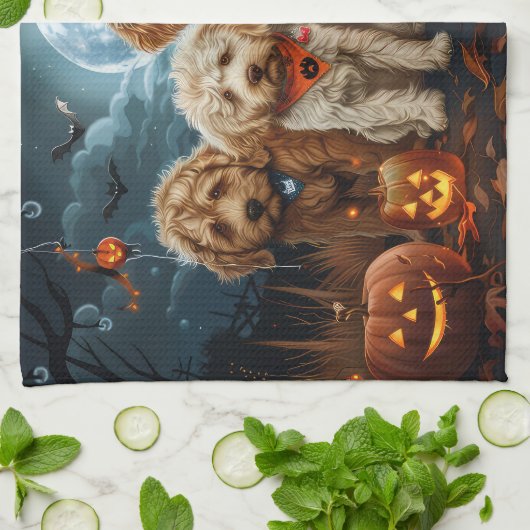 Goldendoodle Halloween Spooky Geschirrtuch (Gefaltet)