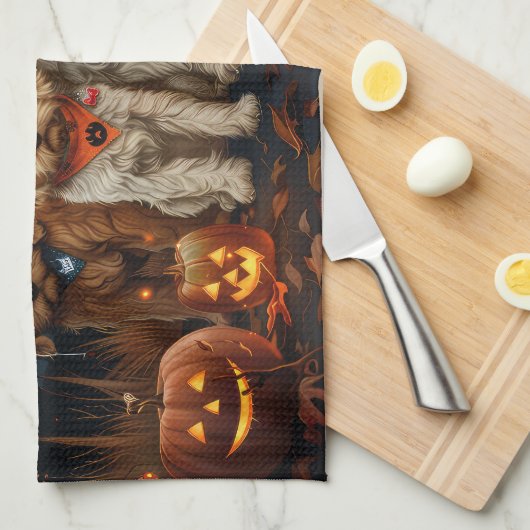 Goldendoodle Halloween Spooky Geschirrtuch (Viertel Falte)