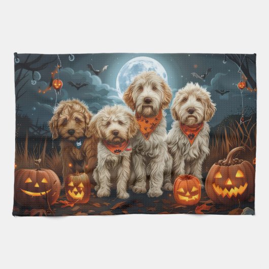 Goldendoodle Halloween Spooky Geschirrtuch (Horizontal)