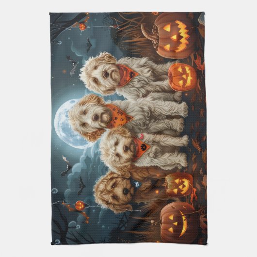 Goldendoodle Halloween Spooky Geschirrtuch (Vertikal)
