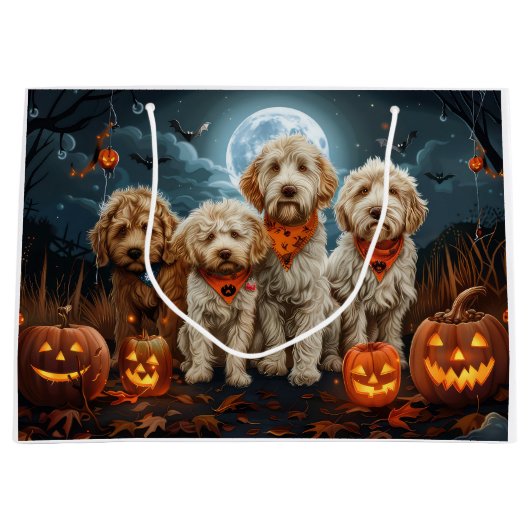 Goldendoodle Halloween Spooky Große Geschenktüte (Vorderseite)