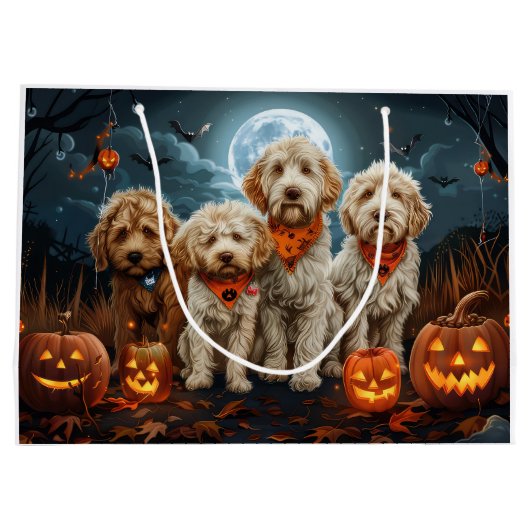 Goldendoodle Halloween Spooky Große Geschenktüte (Rückseite)