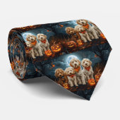 Goldendoodle Halloween Spooky Krawatte (Gerollt)