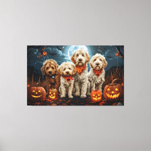Goldendoodle Halloween Spooky Leinwanddruck (Vorderseite)