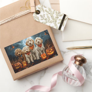Goldendoodle Halloween Spooky Rechteckiger Aufkleber
