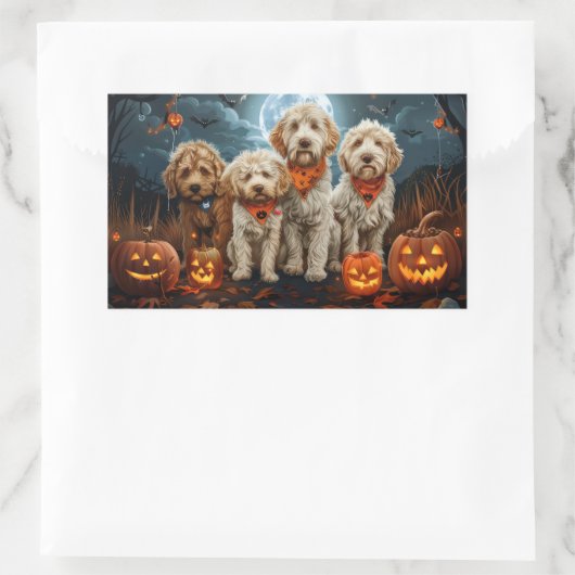 Goldendoodle Halloween Spooky Rechteckiger Aufkleber (Tasche)