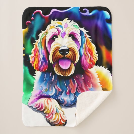 Goldendoodle Happy Dog Collection Sherpa Blanket Sherpadecke (Vorderseite)