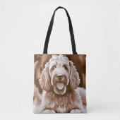 Goldendoodle Happy Hund warm neutrale Farben Tasche (Vorderseite)