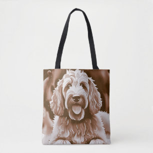 Goldendoodle Happy Hund warm neutrale Farben Tasche