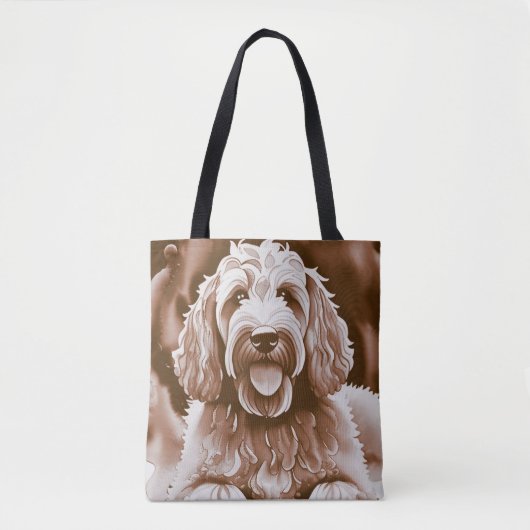 Goldendoodle Happy Hund warm neutrale Farben Tasche (Vorderseite)