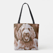 Goldendoodle Happy Hund warm neutrale Farben Tasche (Rückseite)