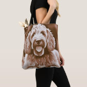 Goldendoodle Happy Hund warm neutrale Farben Tasche (Von Nahem)