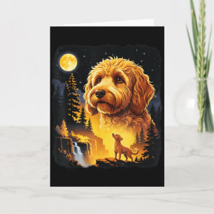 Goldendoodle Heult Den Mond An Vintage Lustiger Go Karte