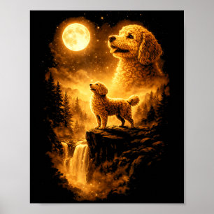 Goldendoodle heult zum Mond vintage 90er lustig Poster