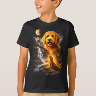 Goldendoodle Heult Zum Mond Vintage 90er Lustig T-Shirt