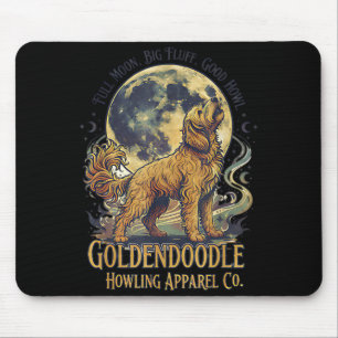 Goldendoodle heult zum Mond Vintage-Hundekunst Mousepad