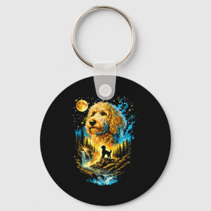 Goldendoodle heult zum Mond vintage lustig Schlüsselanhänger