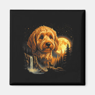 Goldendoodle Heult Zum Mond Vintage Lustiger Gol Magnet