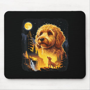 Goldendoodle Heult Zum Mond Vintage Lustiger Gol Mousepad