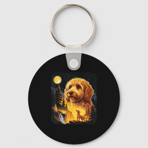 Goldendoodle Heult zum Mond Vintage Lustiger Gol Schlüsselanhänger
