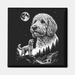 Goldendoodle heult zum Mond vintage lustiger Hund Magnet