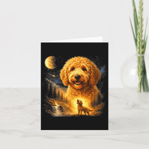 Goldendoodle heult zum Mond vintage mystisch Karte