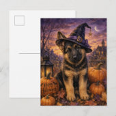Goldendoodle Hexenhut Kürbis Postkarte (Vorne/Hinten)