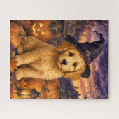 Goldendoodle Hexenhut Kürbis Puzzle (Horizontal)