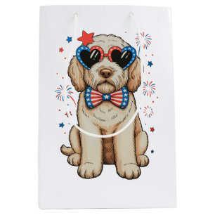 Goldendoodle Hund 250. Jubiläum Patriotisch Mittlere Geschenktüte
