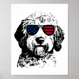 Goldendoodle Hund 4. Juli Amerika USA-Flagge Poster