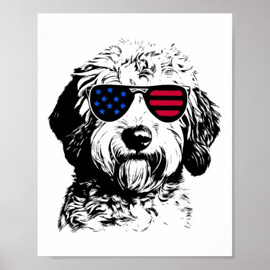 Goldendoodle Hund 4. Juli Amerika USA-Flagge Poster (Vorne)