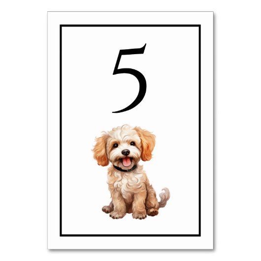 Goldendoodle-Hund-Aquarell-Tischnummer Tischnummer (Vorderseite)