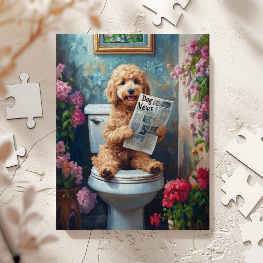 Goldendoodle Hund auf der Toilette Funny Puzzle