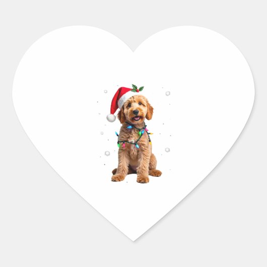 Goldendoodle-Hund-Baum-Weihnachts-Pullover Xmas Ha Herz-Aufkleber (Vorderseite)